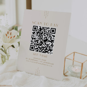 Signe De Table EVERLY Art Déco Crème Or Entreprise Scannez Pour P