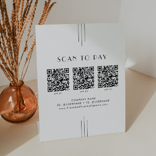 Signe De Table EVERLY Art Deco Entreprise Code QR Scan Paiement