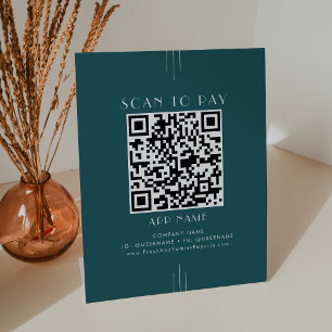 Signe De Table EVERLY Art Déco Paon Sarcelle Entreprise Scanner P