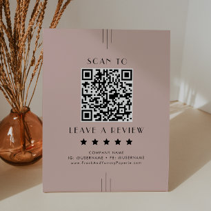 Signe De Table EVERLY Art déco Rose Clair Code QR Laissez un comm