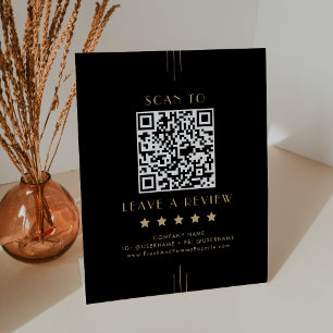 Signe De Table EVERLY Code QR Entreprise Or Noir Laissez un comme