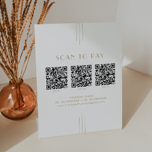 Signe De Table EVERLY Gold Art Deco Code QR Entreprise Analyse Po