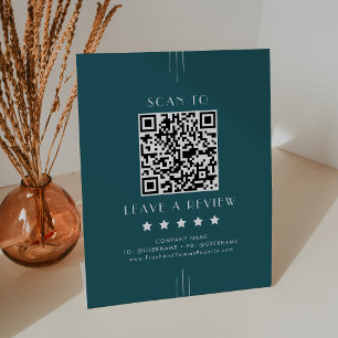 Signe De Table EVERLY Peacock Sarcelle Rétro Code QR Laissez un a