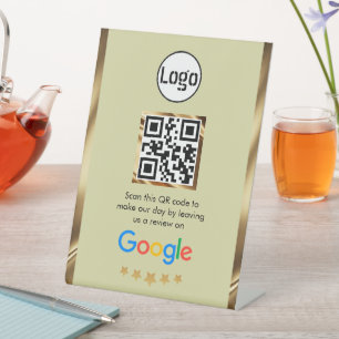 Signe De Table Examen Google du code QR d'entreprise personnalisé