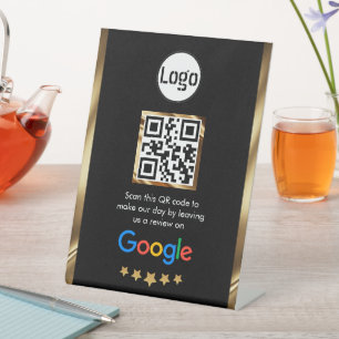 Signe De Table Examen Google du code QR d'entreprise personnalisé