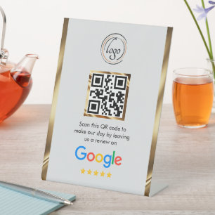Signe De Table Examen Google du code QR d'entreprise personnalisé