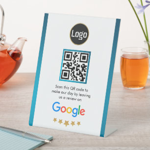 Signe De Table Examen Google du code QR d'entreprise personnalisé