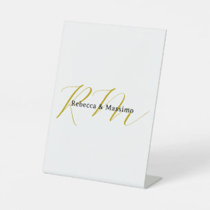 Signe De Table Exclusif Monogramme Moderne de Nom de Couleur Or U