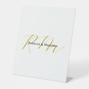 Signe De Table Exclusif Monogramme Moderne de Nom de Couleur Or U