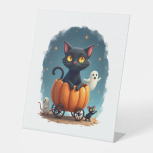 Signe De Table Express de chat citrouille