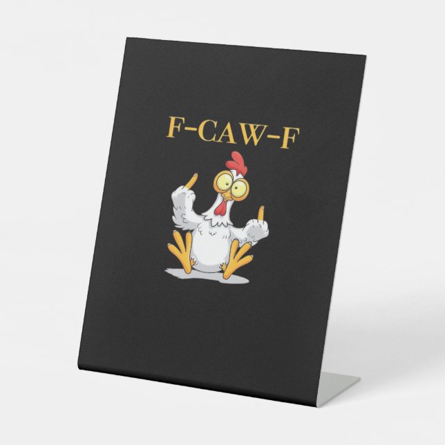 Signe De Table F-Caw-F Funny Chicken Retro Classic (Recto)
