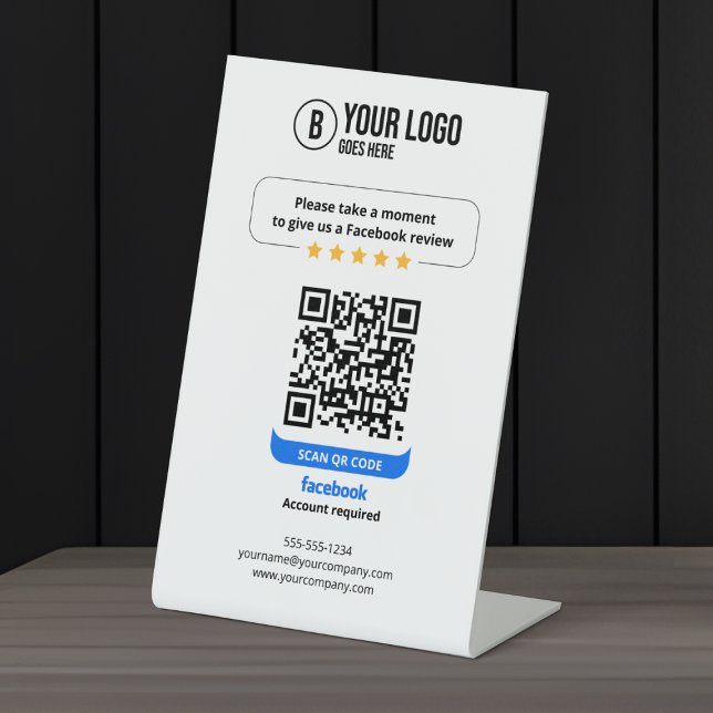 Signe De Table Facebook Avis QR Code Note Mon entreprise 5 étoile (Créateur téléchargé)