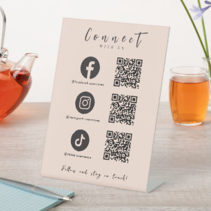 Signe De Table Facebook Instagram Tiktok QR Code Soft Peach