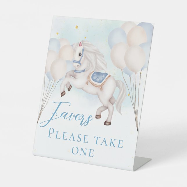 Signe De Table Fairytale bébé Pony Blue ballon étoile Faveurs (Recto)