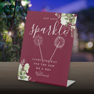 Signe De Table Fais briller l'amour Floral Bourgogne Mariage