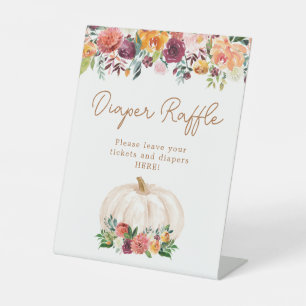 Signe De Table Fall Floral Pumpkin Diaper Raffle Sign 