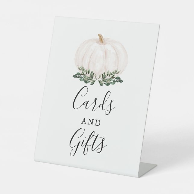 Signe De Table Fall Green White Citrouille Cartes et cadeaux (Recto)