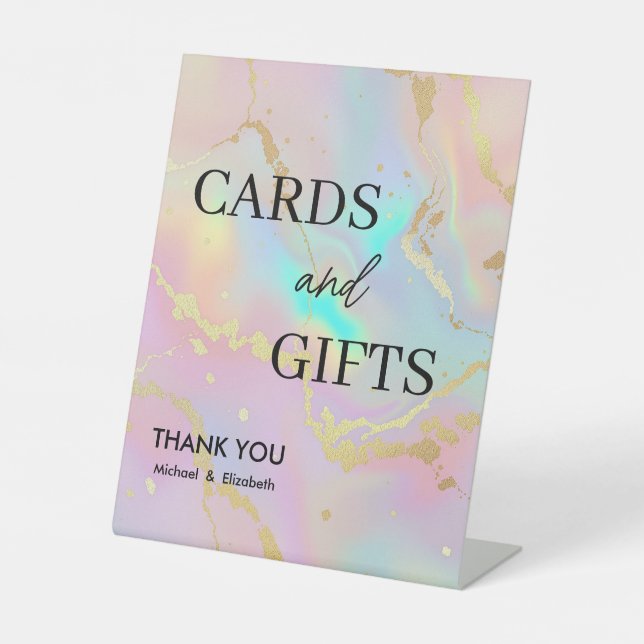 Signe De Table fausse holographie opale pierre Marbre Cartes et C (Recto)