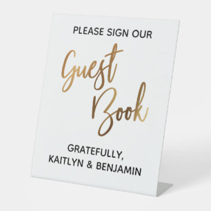 Signe De Table Faux Gold Simple Typographie Livre d'or