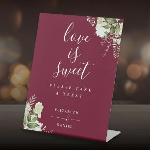 Signe De Table Faveur de verdure florale de Bourgogne L'amour est