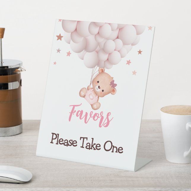 Signe De Table Faveur Signer Fille Ours Baby shower Bearly Wait (In SItu)
