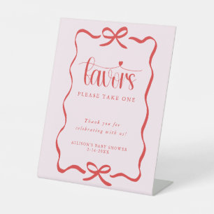 Signe De Table Faveurs de baby shower rose rouge cœur nœud coquet