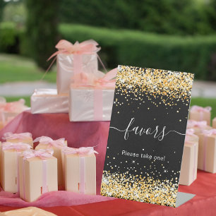 Signe De Table Faveurs de confettis en or noir