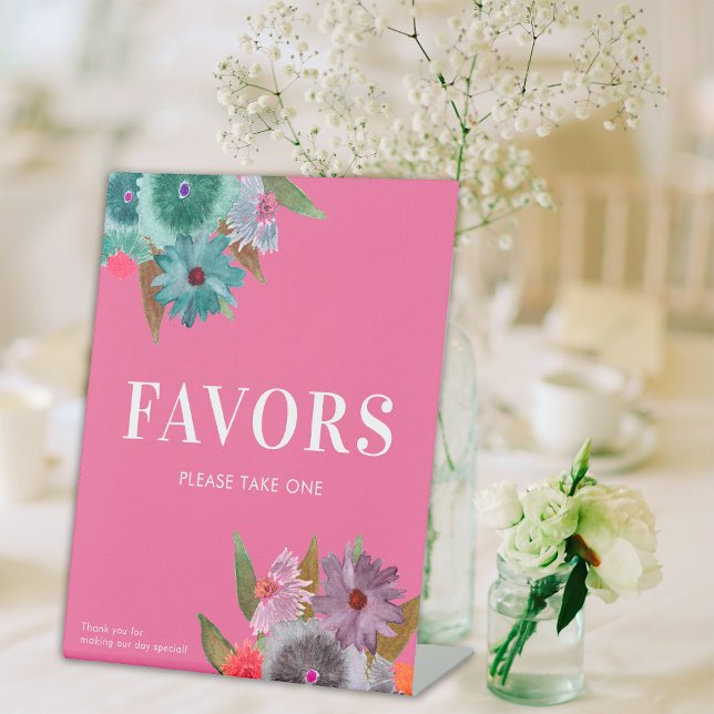 Signe De Table Faveurs De Mariage Fleur sauvage Rose Chaud S'Il V (Créateur téléchargé)