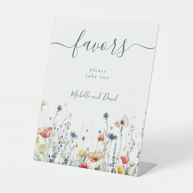 Signe De Table Faveurs de mariage Fleur sauvage vibreuses (Recto)