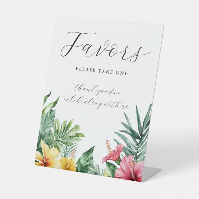 Signe De Table Faveurs de mariage Fleurs Tropicales Aquarelle (Recto)