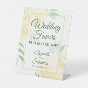 Signe De Table Faveurs de mariage Jaune Beurre & Sauge Boho Roses