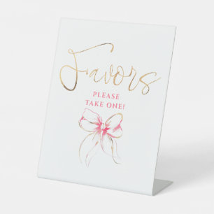 Signe De Table Faveurs de mariage rose et or avec ruban