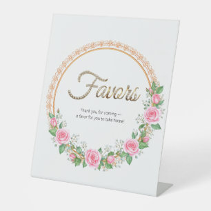 Signe De Table Faveurs de roses roses pastel et baby's breath