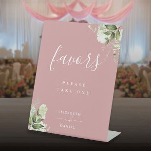 Signe De Table Faveurs de table de verdure florale rose poussiére