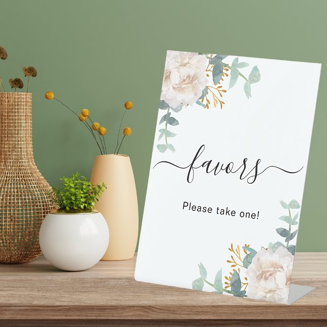 Signe De Table Favori de feuillage d'eucalyptus floral blanc sign (Créateur téléchargé)
