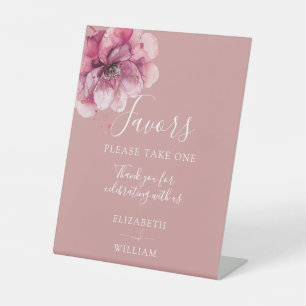 Signe De Table Favoris de mariage floraux aquarelles Rose Poussié