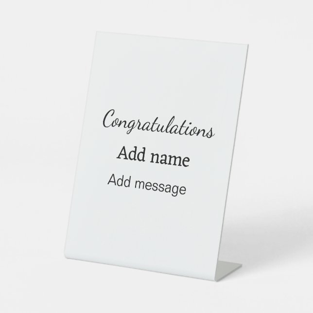 Signe De Table Félicitations ajouter un message de nom simple dip (Recto)