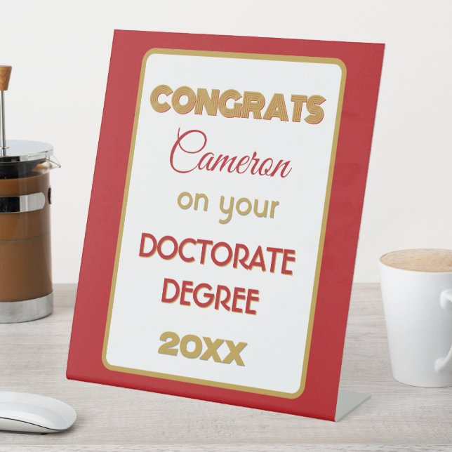 Signe De Table Félicitations au Doctorat ! Personnalisé (In SItu)
