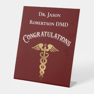 Signe De Table Félicitations Gold Caduceus Dentist Dental Dental