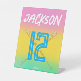 Signe De Table Fête d'anniversaire personnalisée de sport coloré 