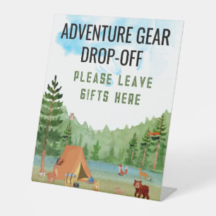 Signe De Table Fête de Bébé Aventure de Camping en Forêt