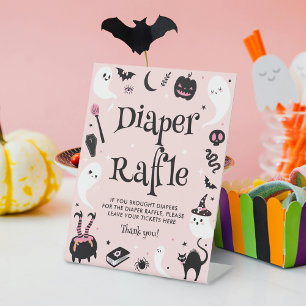Signe De Table Fête de bébé Halloween rose Cadeau de couche 