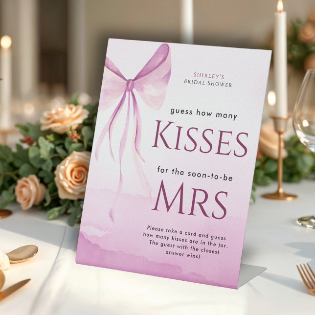 Signe De Table Fête des mariées Bow Rose Blush Devine Combien De  (Créateur téléchargé)