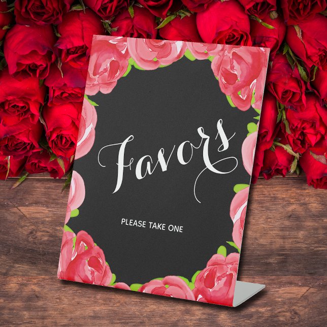 Signe De Table Fête des mariées Chic Red Roses Faveurs (Favors pedestal signs for your bridal shower (more in our collection))
