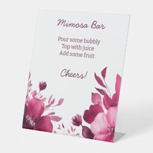 Signe De Table Fête des mariées d'aquarelle en fleurs roses PERSO
