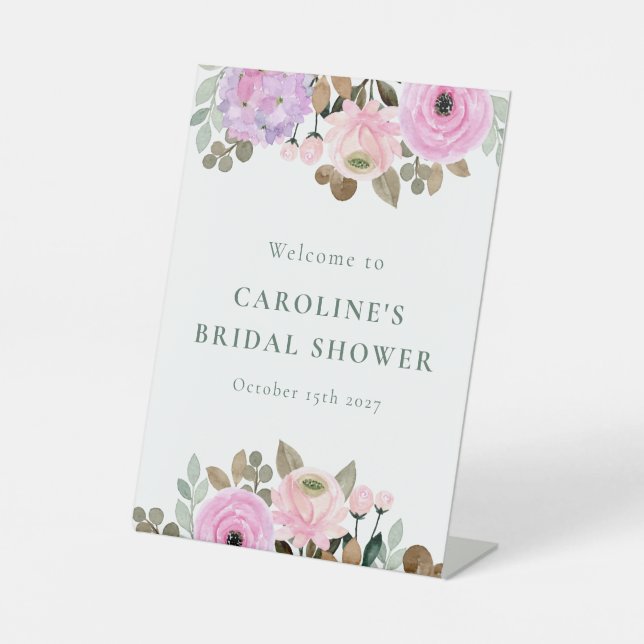 Signe De Table Fête des mariées d'aquarelle florale Lavender Bien (Recto)