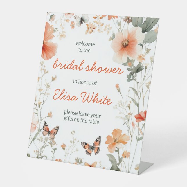 Signe De Table Fête des mariées d'aquarelle Papillon Meadow PERSO (Recto)