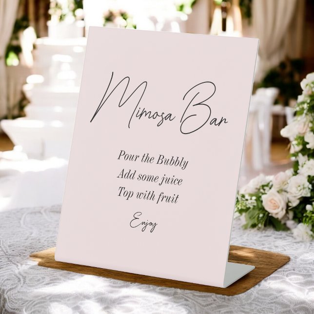 Signe De Table Fête des mariées de bar Mimosa rose (Créateur téléchargé)