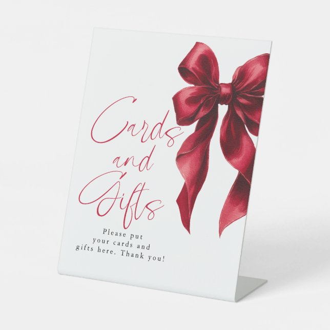 Signe De Table Fête des mariées de cartes et cadeaux Red Bow (Recto)
