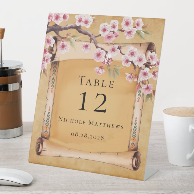 Signe De Table Fête des mariées de fleurs de cerisier Rustique (In SItu)